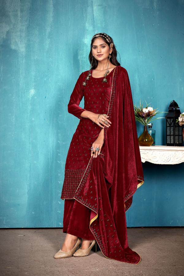 Bipson Zhalak 5001 To 5004 Velvet Wear Dress Material Collection 